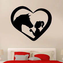 Horse With Girl Wall Decal Love Animals Heart Art Mural Home Decoration for Bedroom Baby Room Nursery Vinyl Window Sticker M961 2024 - buy cheap