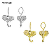 Andywen 925 prata esterlina elefante charme brincos de gota grandes encantos loops anel rock punk jóias especiais para 2020 mulheres casamento 2024 - compre barato