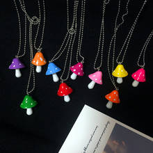 Harajuku Colorful Mushroom Metal Pendant Necklace For Women Girl Plant Hip Hop Cute Funny Choker Necklace Fashion Jewelry New 2024 - buy cheap