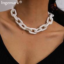 Exaggerated Hip Hop Acrylic Choker Necklace Women High Quality Lock White Color Chunky Link Twisted Goth Jewelry Steampunk Men 2024 - buy cheap