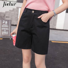 Jielur-shorts curto feminino estilo coreano, plus size, jeans, 5 cores, folgado, básico 2024 - compre barato