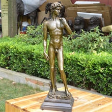 Статуя бронзового Давида в Европейском стиле, полноразмерная портретная статуя Микеланджело буннарота, медные декоративные изделия для дома, R4243 2024 - купить недорого