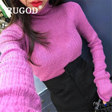 RUGOD New Arrival Mohair Sweater Women Warm Turtleneck Long Sleeve Knitted Pullover High Elastic Soft Winter Sweater Pull Femme 2024 - buy cheap