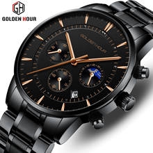 Men Watch Top Luxury Brand GOLDENHOUR 2019 New Men fashion Business Watches Waterproof sports Men Quartz Clock Relogio Masculino 2024 - buy cheap