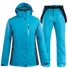 Зимний лыжный костюм, женский, ветрозащитный, водонепроницаемый, спортивный, лыжный костюм, куртка и штаны, спортивные брюки, костюмы для сноуборда 2024 - купить недорого