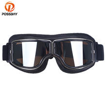 Possbay retro óculos de proteção da motocicleta piloto motocross óculos de couro capacete de esqui para cafe racer moto 2024 - compre barato