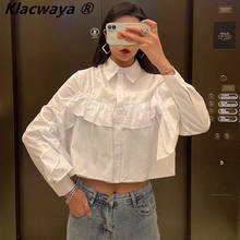 Klacwaya Za Women's Shirt Long Sleeve Lapel Solid Color Grace Ruffles Laminated Decoration Shirt Lady Blouses New Spring Summer 2024 - buy cheap