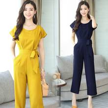 Summer 2019 Jumpsuits For Women Solid Chiffon Lace Up Overalls Female High Waist Korean Style Slim Casual Simple Jumpsuit OS017 2024 - buy cheap