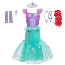 Vestido de princesa ariel, fantasia para cosplay, vestido de sereia para crianças 2024 - compre barato