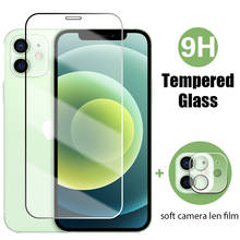 Protector de pantalla 2 en 1 para móvil, película de lente de cámara suave de vidrio templado para iPhone 12, 11, 7, 8, 6, 6S, XS Plus Pro Max, XR SE 2020 X 2024 - compra barato