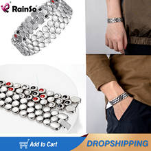 Rainso Luxury Magnetic Bracelet Homme Trendy Bio Energy Jewelry Stainless Steel Bracelets For Man Women 4in1 Health Care Bangles 2024 - buy cheap