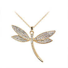 Charming Gold Dragonfly Pendant Necklace Exquisite Women' Wedding Crystal Zircon Jewelry Creative Lady Party Accessories 2024 - buy cheap
