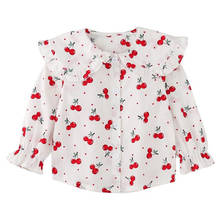 DFXD New Spring Fashion Blouses For Girls Long Sleeve Cherry Print Turn Down Collar Kids Shirt Tops 1-5T Toddler Girl Clothes 2024 - buy cheap