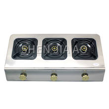 High-pressure three-hole gas stove Commercial desktop gas stove Stainless steel panel Large fire gas stove 2024 - buy cheap