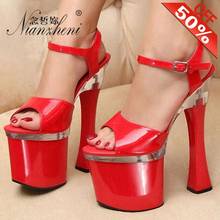 Sandalias de plataforma gruesa para mujer, zapatos de tacón alto de 7 pulgadas, de 18cm, para vestido de fiesta, novedad 2024 - compra barato