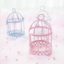 Mini Metal Bird Cage Decor Wedding Candy Box Vintage Props Souvenir Hollow Gold-plated Bird Chocolate Candy Box Metal Bird Cage 2024 - buy cheap