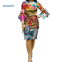 Verão africano vestidos de impressão para mulheres fio pérolas retalhos alargamento manga vestido festa bazin riche africano roupas femininas wy076 2024 - compre barato