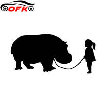Car Stickers Decor Motorcycle Decals Funny Girl Walking A Hippo Decorative Accessories Creative Sunscreen Waterproof PVC16cm*7cm 2024 - buy cheap