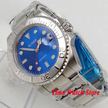 Bliger 40mm miyota 8215 relógio automático masculino saphire vidro azul real dial super luminoso prata moldura ss pulseira 117 2024 - compre barato