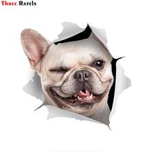 Three Ratels FTC-1085 3D Dog Stickers - Winking French Bulldog Sticker For Wall, Fridge, Toilet, Mirror 2024 - buy cheap