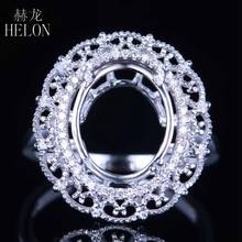 Helon oval 9x11mm, prata esterlina 925 empedrada 0.15ct, diamantes naturais de noivado, semi-montagem, configuração, filigrana, joias finas 2024 - compre barato