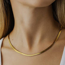 Collar plano de acero inoxidable para hombre y mujer, cadena de serpiente de Color dorado de 4mm de ancho, joyería artesanal de varias longitudes 2024 - compra barato