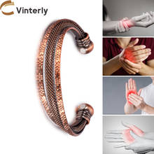 Vinterly Twisted Copper Bracelet Vintage Flowers Energy Magnetic Bracelet Adjustable Open Cuff Bracelets Bangles Gifts for Women 2024 - buy cheap