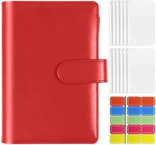 A6 Plastic Binder Pockets with Leather Notebook Binder Cover, 6-Ring Budget Binder Loose Leaf Zipper Bags Envelope System 2024 - buy cheap