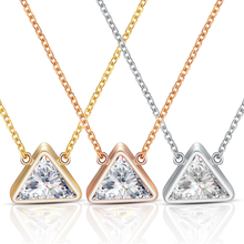 2022 High Quality Simple geometric triangle stainless steel necklace Crystal from Swarovskis 3 Colors Fit Women and female 2024 - buy cheap