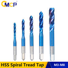 Cmcp-torneira com rosca espiral, hss, m3, m4, m5, m6, m8, nano, azul, revestido, direita, máquina de torneira 2024 - compre barato