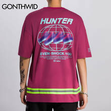 GONTHWID Harajuku 3M светоотражающие полосы креативный Принт футболки с коротким рукавом Уличная Для мужчин в стиле «хип-хоп» Повседневное Футболки мужские футболки 2024 - купить недорого