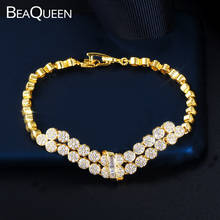 BeaQueen-pulsera de oro de lujo para mujer, joyería para fiesta y boda, piedras de circonia cúbica AAA +, incrustadas, B187 2024 - compra barato