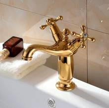Vidric fashion brass gold  finish bathroom hot and cold basin faucet sink faucet with cross handle 2024 - buy cheap