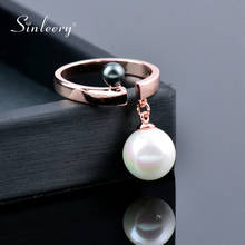 SINLEERY Trendy Female Adjsutable Open Rings With Simulated Pearl Pendant Party Jewelry Bagues Anillos ZD1 SSC 2024 - buy cheap