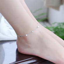 Top Quality Girls Square Anklets For Women Jewelry Fashion 925 Sterling Silver Bracelet Lady Accessories Silver Bijou Lady Gift 2024 - buy cheap