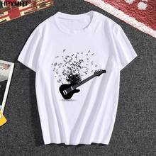 ¡Novedad de 2020! Camiseta de verano para mujer con estampado con diseño de notas, camiseta hípster informal Harajuku de moda para mujer, camisetas blancas, ropa 2024 - compra barato