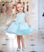 Personalizado brilhante bebê meninas vestidos lantejoulas na altura do joelho infantil crianças roupas festa de aniversário vestido photogragh 2024 - compre barato