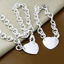 Valentine's Day Jewelry Set 925 Sterling Silver Fashion Heart Necklace Bracelet Set High Quality Jewelry New 2019 2024 - buy cheap