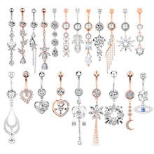 Alisouy 1pc Sexy Dangling Navel Belly Button Ring Oreja 14G beauty CZ 316L Surgical Steel Belly Piercing Jewelry 2024 - buy cheap