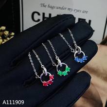 KJJEAXCMY boutique jewelry 925 sterling silver inlaid Natural Sapphire Ruby Emerald Female necklace support detection fine 2024 - buy cheap