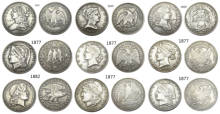 Eua um conjunto de (1838-1882) 9pcs cabeça diferente meio dólar padrões banhado a prata cópia moeda 2024 - compre barato