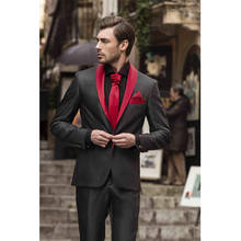 Мужские красные и черные костюмы из трех предметов, мужские костюмы для выпускного вечера, блейзер, мужское свадебное платье, вечерние костюмы (пиджак + брюки + жилет) 2024 - купить недорого