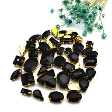 Factory Price Gold Claw Black Crystal Mix Shape Glass Sew on Rhinestones DIY Clothing Decoration 2024 - buy cheap