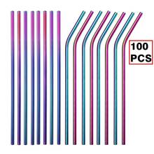 Dropshipping 100Pcs Stainless Steel Drinking Straws Reusable Metal Straight Bent Straw Eco-friendly Party Bar Drinkware Supplies 2024 - buy cheap