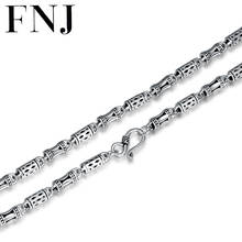 FNJ Bamboo Hollow Chain Necklace 925 Silver 5mm 45cm to 70cm Fine Original S925 Silver Men Necklaces for Jewelry Making 2024 - buy cheap