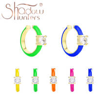 SHADOWHUNTERS Solid 925 Silver Huggies Hoop Earring Colorful Pave Enamel Trendy Crystal Earrings Young Women Jewelry Wholesale 2024 - buy cheap