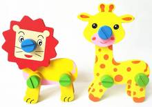 Montessori children's Wooden cartoon disassembly animal animal combination toy detachable children's education model toy 2024 - buy cheap