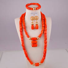 good quality orange nigeria jewelry african wedding coral beads necklace jewelry set 2024 - buy cheap