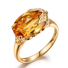 FYJS Unique Light Yellow Gold Color Leaf Citrines Crystal Finger Ring Attractive Design Jewelry 2024 - buy cheap