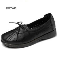 Zapatos planos de piel auténtica para mujer, zapatillas cómodas y transpirables, informales, antideslizantes, elegantes, de suela suave, para primavera, 2021 2024 - compra barato